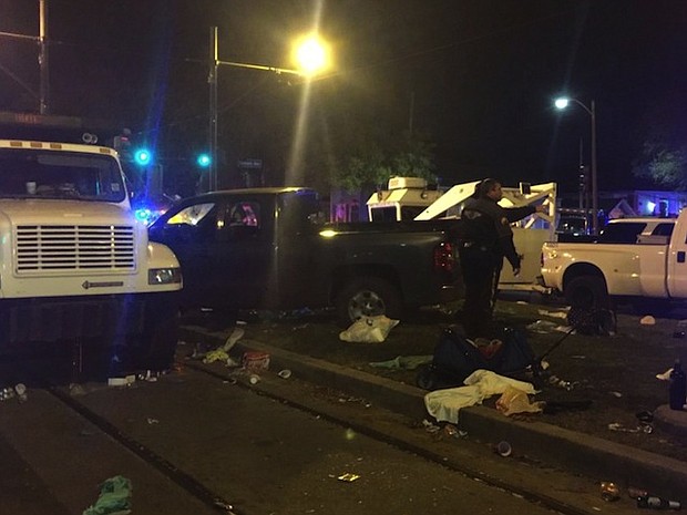 Several people hurt as a pickup truck plows into a New Orleans Mardi Gras parade crowd. Police have the suspect in custody.
