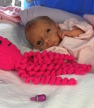 Inside neonatal intensive care unit (NICU) incubators at Poole Hospital United Kingdom hospital, premature babies have an unlikely companion -- colorful, crocheted octopi. These crocheted ocotpi are used as a form of therapy to help comfort premature babies.
