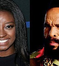Olympic gymnast Simone Biles and actor Mr. T