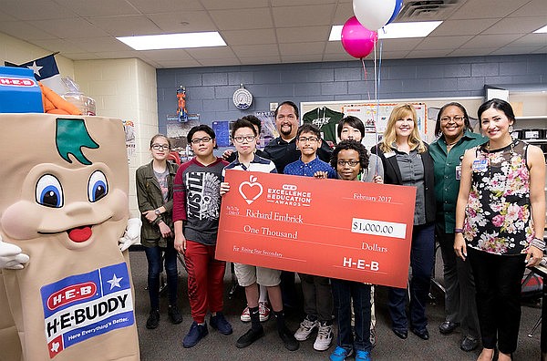 Richard Embrick from David Crockett Middle School in Fort Bend ISD is a finalist for the 2017 H-E-B Excellence in Education Awards. (Photo by Laura Skelding)