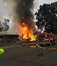 Officials on the scene of a small plane crash in Riverside, California./Instagram