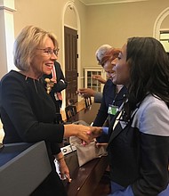 Dr. Tashni-Ann Dubroy has Petitioned Congress for the Restoration of Summer Pell Grants.  Pres. Dubroy with DeVos