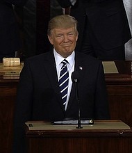 President Donald Trump delivers his first speech to Congress on February 28, 2017.