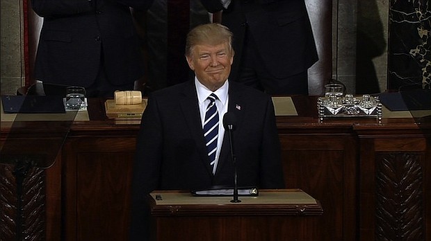 President Donald Trump delivers his first speech to Congress on February 28, 2017.