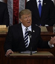 	President Donald Trump delivers his first speech to Congress on February 28, 2017.