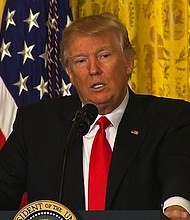 	President Donald Trump speaks at a news conference Thursday, February 16, 2017.(File)