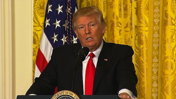 	President Donald Trump speaks at a news conference Thursday, February 16, 2017.(File)