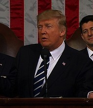 President Donald Trump delivers his first speech to Congress on February 28, 2017.