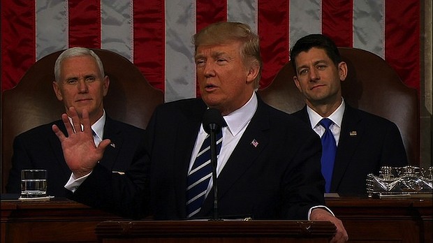 President Donald Trump delivers his first speech to Congress on February 28, 2017.
