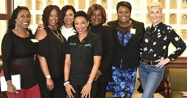 (left to right) Velma Trayham, Award Winning Business Expert/CEO of ThinKZILLA PR Group; Debra Duncan, Great Day Houston Host; Kim Gagne, Steve Harvey Show Former Senior Producer; Kathy Sapp- Judge Faith, Twentieth Century Fox, Exec Producer; Tera Roberson Stidum, Dr. Phil former producer, KPRC NBC Local 2 Producer; and Jerri Moore, Riding High Executive Producer