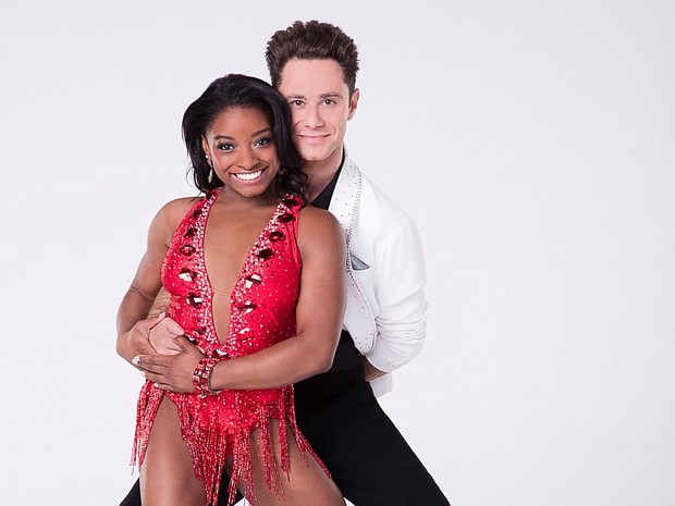Simone Biles with her partner Sasha Farber
