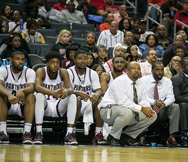 
Virginia Union University Coach Jay Butler, CIAA Men’s Coach of the Year, watches forlornly as his team loses to Bowie State University. 