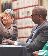 
Dr. Christine Darden, left, a retired aeronautical engineer, shares her experiences working for 40 years at NASA’s Langley Research Center in Hampton during Sunday’s panel sponsored by the Black History Museum and Cultural Center of Virginia. With her is journalist Michael Paul Williams, who moderated the panel.