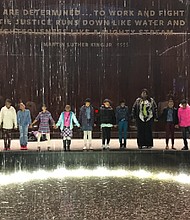 Photo courtesy of the Congressional Black Caucus Foundation //
Immersed in history //

Fifth-graders from Richmond’s Carver Elementary School join Principal Kiwana S. Yates and teachers around an indoor fountain at the Smithsonian National Museum of African American History and Culture in Washington. The students also visited the Congressional Black Caucus Foundation, which hosted the Feb. 22 trip in partnership with The New Y-CAPP, Youth Challenged Advised & Positively Promoted. At the foundation, they learned about efforts to advance the global black community and the separate work of members of the Congressional Black Caucus. The goal of the trip: To enable the students to gain a better understanding of the contributions of African-Americans. 
