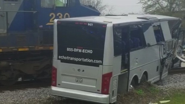 Four people were killed when a bus carrying senior citizens on a casino outing collided with a freight train Tuesday in Biloxi, Mississippi, officials said.