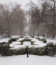 Picture of snow in New York City on March 14, 2017 during the northeast snowstorm.