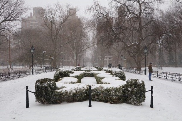 Picture of snow in New York City on March 14, 2017 during the northeast snowstorm.