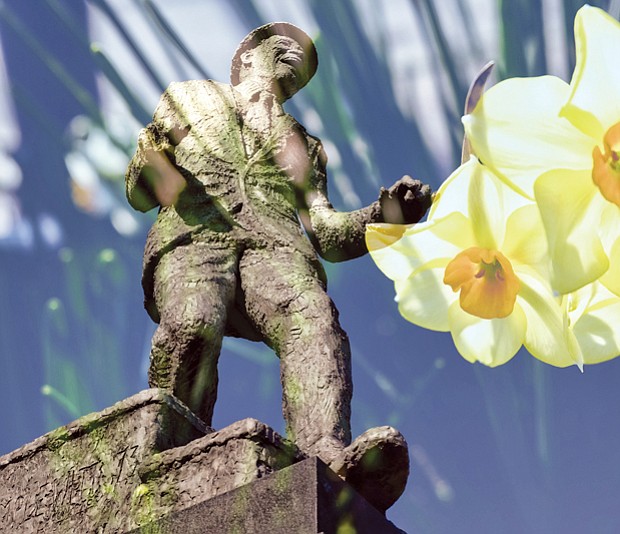 Artistic image of Bojangles statue in Jackson Ward