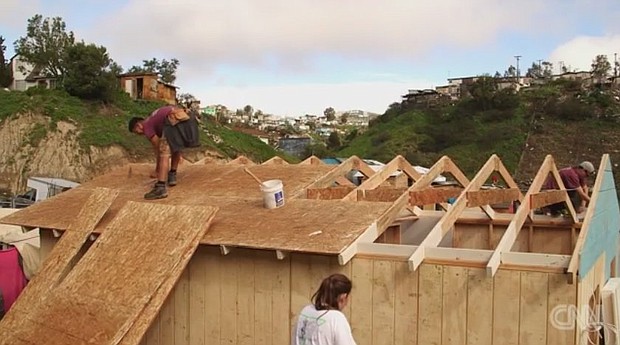Homes of Hope International builds houses for families in need around the world. Each home takes two days to build. They are building homes for families in Tijuana, Mexico.