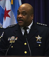 A mother confronted Chicago Police Superintendent Eddie Johnson outside a police station to report her missing daughter.