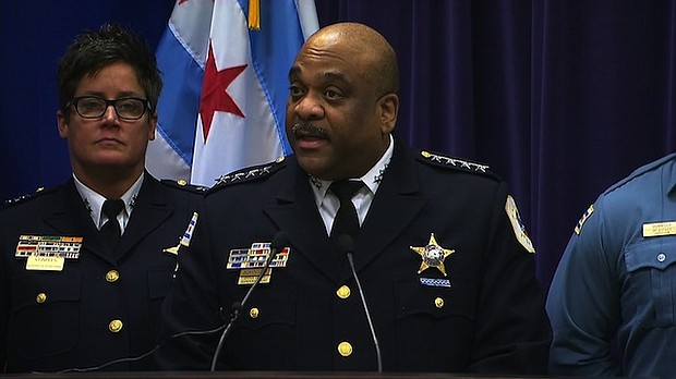A mother confronted Chicago Police Superintendent Eddie Johnson outside a police station to report her missing daughter.