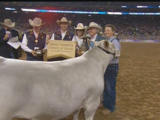 A teenager won the Grand Champion prize in the Junior Market Steer competition at RodeoHouston Friday evening.