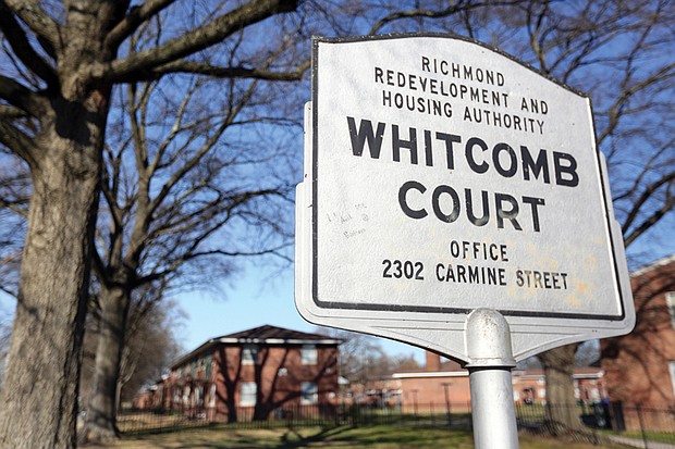 Whitcomb Court in Richmond’s East End is home to roughly 1,300 people living in 447 units. The city plans to demolish the public housing complex, and the nearby former juvenile court and detention complex, for a mixed-income development. 