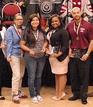 Students who obtained a perfect 4.0 GPA for the Fall and Spring semesters are (from left) Veronica Adams, Gaudencio Lucas, Samuel Kanu, Tuyen Nguyen, Farah Khawar, Janie Peacock, Erika Ferretiz, Raven Britt, Renald Moore, Oliverio Bravo, Rickeena Gresham, Kierrra Patton, Cierra Griffin and Elizabeth Munoz. Not shown are Kelly Colbert, Ali Bilal, Theodoro Santos and Franklina Tsiboe. 