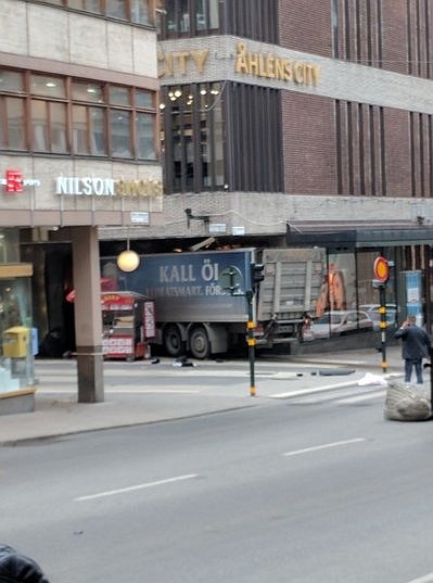 Vehicle driven into pedestrians on Stockholm street.