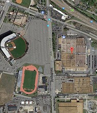 Clockwise from top, Virginia ABC complex, Sports Backers Stadium, The Diamond and the Arthur Ashe Jr. Athletic Center.