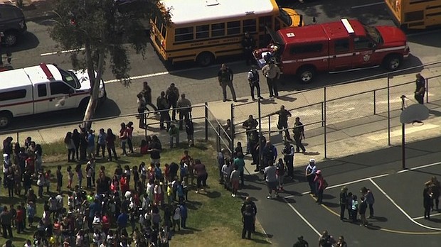  California authorities have responded to a report of a shooting in a San Bernardino school classroom on Monday, April 10, 2017, officials said.
Credit:	KTLA