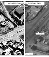 UNCLASSIFIED Media colleagues- please see below statement and attached photos and video. A second email will follow this one with additional video. April 6, 2017 Statement from Pentagon Spokesman Capt. Jeff Davis on U.S. strike in Syria At the direction of the president, U.S. forces conducted a cruise missile strike against a Syrian Air Force airfield today at about 8:40 p.m. EDT (4:40 a.m., April 7, in Syria). The strike targeted Shayrat Airfield in Homs governorate, and were in response to the Syrian government's chemical weapons attack April 4 in Khan Sheikhoun, which killed and injured hundreds of innocent Syrian people, including women and children. The strike was conducted using Tomahawk Land Attack Missiles (TLAMs) launched from the destroyers USS Porter and USS Ross in the Eastern Mediterranean Sea. A total of 59 TLAMs targeted aircraft, hardened aircraft shelters, petroleum and logistical storage, ammunition supply bunkers, air defense systems, and radars. As always, the U.S. took extraordinary measures to avoid civilian casualties and to comply with the Law of Armed Conflict. Every precaution was taken to execute this strike with minimal risk to personnel at the airfield. The strike was a proportional response to Assad's heinous act. Shayrat Airfield was used to store chemical weapons and Syrian air forces. The U.S. intelligence community assesses that aircraft from Shayrat conducted the chemical weapons attack on April 4. The strike was intended to deter the regime from using chemical weapons again. Russian forces were notified in advance of the strike using the established deconfliction line. U.S. military planners took precautions to minimize risk to Russian or Syrian personnel located at the airfield. We are assessing the results of the strike. Initial indications are that this strike has severely damaged or destroyed Syrian aircraft and support infrastructure and equipment at Shayrat Airfield, reducing the Syria