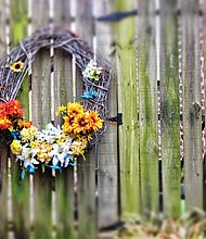 A wreath of spring flowers in the East End