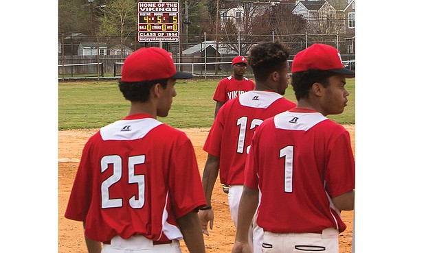 Thomas Jefferson High School baseball players enjoy the new electronic scoreboard at the West End school’s field thanks to the Thomas Jefferson Class of 1964 and the TJ Viking Fund stepping up to the plate with fundraising efforts.