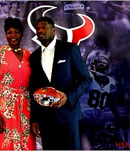 Andre Johnson with his mother
