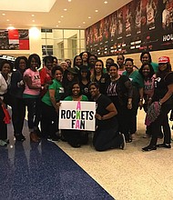 Xi Alpha Omega Chapter of Alpha Kappa Alpha Sorority, Incorporated members at Rockets  game/ photo by Tracey Lewis 