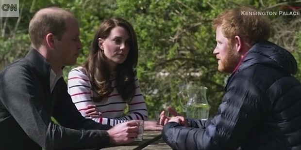 Princes William and Harry and the Duchess of Cambridge talk about mental health in a video released Friday, April 21, 2017.