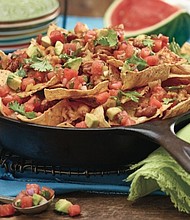 Nachos with Watermelon Avocado Salsa