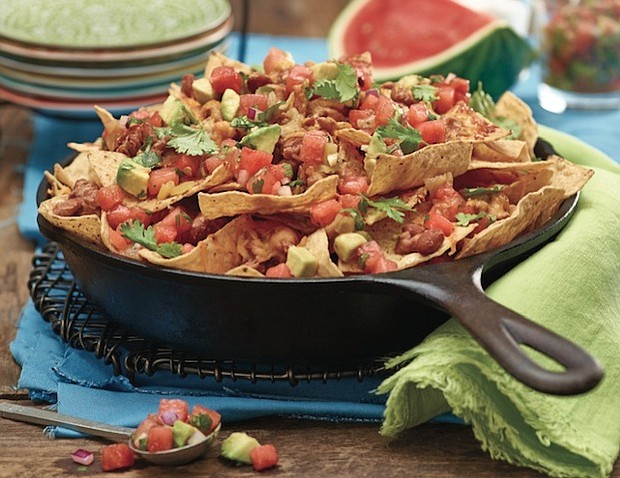 Nachos with Watermelon Avocado Salsa