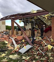 Church destroyed by tornado in Emory, TX.