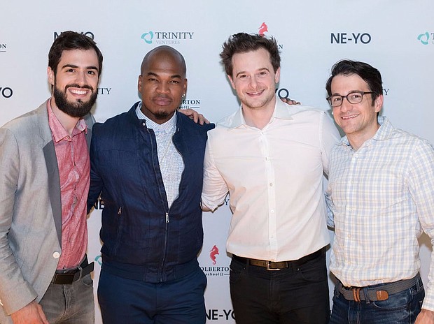 Ne-Yo with the Holberton founders Sylvain Kalache and Julien Barbier and Trinity Partner Dan Scholnick Holberton School