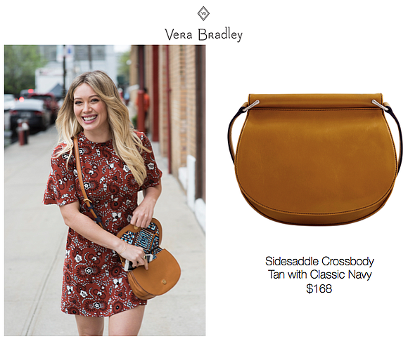 Hilary Duff spotted carrying the Vera Bradley Sidesaddle Crossbody in New York. The style retails for $168 and is currently …