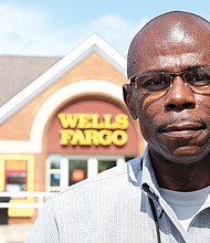 Jeffrey Perry, who routinely banked at this Wells Fargo branch on Mechanicsville Turnpike, says he was mistreated by the bank manager when he went to deposit his paycheck last month.
