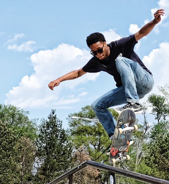 Freewheeling //
Jonathan Parham defies gravity on his skateboard as he gets a jump on a rail at Fonticello-Carter Jones Park at 28th and Bainbridge streets in South Side. 