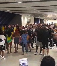 Screams and commotion took over Fort Lauderdale's airport Monday as travelers clashed with Spirit Airlines employees and police. About 300 Spirit flights have been canceled over the past seven days leaving thousands of passengers angry. The airline says its own pilots are behind the cancellations and is suing them in federal court. CREDIT:Jose L Rodriguez/@asq749d/Twitter