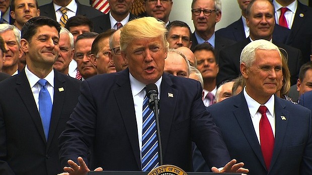President Trump speaks at the White House after Obamacare replacement passes the House on May 4, 2017.