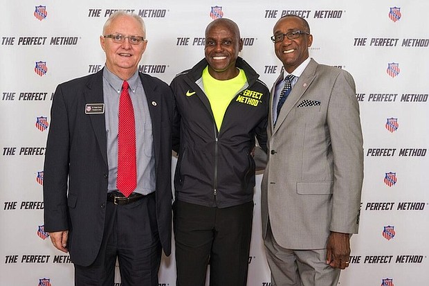 Dr. Roger Goudy and Carl Lewis and Coach O/credit Pauk Davis