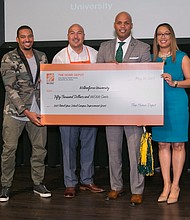The Home Depot hosted its 2017 Retool Your School Winners’ Ceremony in Atlanta this week to announce the nine HBCUs winning a total of $360K. Special guests included Atlanta Mayor Kasim Reed, Actor and Author Hill Harper and Retool Your School judge and HBCU alumnus Laz Alonso. Other judges included: Gregory Moore, Esq., Southern Intercollegiate Athletic Conference (SIAC); Mr. Michael Tabb, managing partner, Red Rock Global; Dr. Ivory A. Toldson, president and CEO of the Quality Education for Minorities Network; and Mr. Jermaine Luke, store manager, The Home Depot. Based on student population, the final schools were judged in three categories with three schools each winning a $50K, $40K and $30K grant. The top schools winning the $50K grand prize and the representatives accepting on their behalf:

Herman J. Felton, President, Wilberforce University
