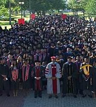 TSU’s spring graduation candidates line up for a pre-commencement photo. – photo by Earlie Hudnall
