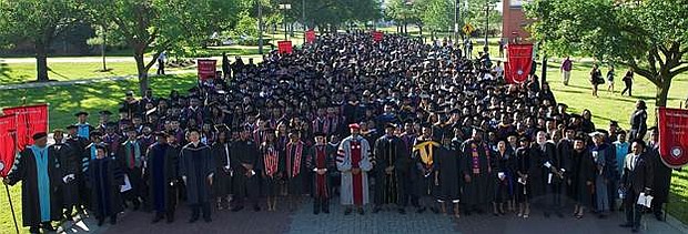 TSU’s spring graduation candidates line up for a pre-commencement photo. – photo by Earlie Hudnall